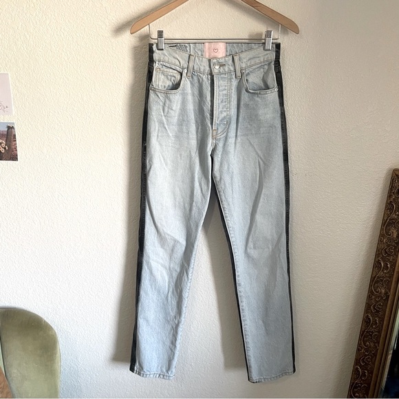 Revice Two Tone Ex Boyfriend Straight Leg Denim Jeans Blue & Black Size 25 - Picture 2 of 10